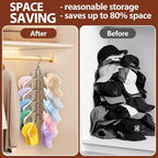 Hat Hangers for Closet, Collapsible Hat Organizer with 10-Hook, Stainless Steel Hat Holder, 360° Rotating Hat Storage Rack for Baseball Caps