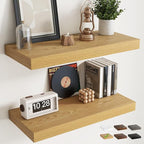 30 Inch Floating Shelves for Wall Set of 2, 12"D Wood Grain Bathroom Shelves with Invisible Brackets, Easy Install Engineered Wood Storage Shelves for Kitchen, Living Room, Bedroom, Oak Finish