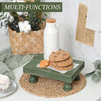 EOSAHR Pine Wood Riser Display Stand for Coffee Table – Stylish Pedestal Stand to Showcase Your Bathroom Accessories – Farmhouse Home Decor for Displaying Plant, Cupcakes and Soap Dish (Green)