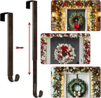 15"to 25" Wreath Door Hanger, Non Scratch Wreath Hangers for Front Door, Metal Door Wreath Hanger Hook Over the Door Hooks, Hanging Fall Easter Christmas Halloween Decor Welcome Sign- Hold Up to 20lbs