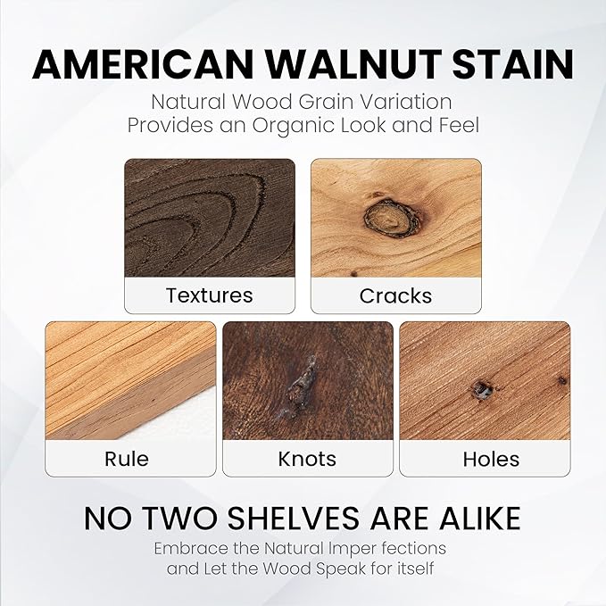Fun Memories Floating Shelves for Wall Set of 2, Rustic Solid Elm Wood Wall Shelves 32 Inch - Invisible Bracket Mount for Living Room, Bathroom, Bedroom, Kitchen, Natural