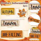 Lineshading 4 Pcs Fall Decoration for Home Wooden Maple Leaf Thanksgiving Table Centerpiece Rustic Thanksgiving Tiered Tray Decor Decorative Autumn Leaves Block Sign Farmhouse Autumn Decor for Kitchen