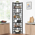HOMISSUE Corner Shelf, 7 Tier Tall Narrow Bookshelf 82.6", Industrial Corner Bookcase with Storage for Home Office Living Room and Bedroom, Black