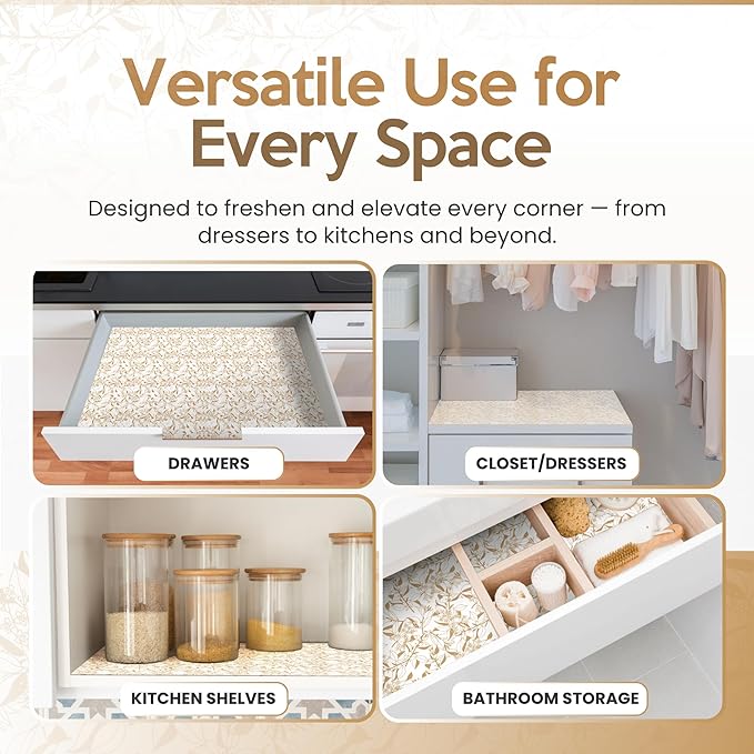 Sandalwood Scented Drawer Liners for Dresser Drawers (10 Large Sheets, 19.7" x 14.4") - Non Adhesive Drawer Paper Liner for Bedroom Dresser & Closet Shelves by Linda’s Essentials