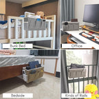 Bedside Caddy Hanging Storage Bag, Organizer Baskets with Pockets for Bunk Bed Accessories, Loft & Dorm Rooms Chair Bed Rails (Gray_1pcs)