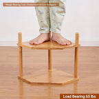 3-Tier Expandable Bamboo Corner Shelf - Dish/Plate Organizer for Cabinet, Kitchen Counter Shelf & Small Kitchen Shelf, Adjustable (Natural, 2-Pc 6.70" H)