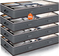90L Under Bed Storage Containers, Closet Organizers and Storage Bins, Foldable Underbed Storage Bags for Blankets, Towels, Comforter, Sweaters, Linen Sheets, Wrapping Paper (Grey, 4 Pack)
