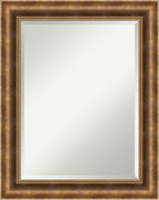 Amanti Art Bronze Wall Mirror 29x23 Manhattan Bronze Rectangle Bathroom Mirror for Wall Decor Living Room, Medium Traditional Wood Frame, Hangs Horizonally and Vertically, Bathroom Decor, Beveled Edge