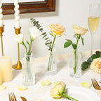 ComSaf Glass Bud Vases Set of 3, Small Flower Vases in Bulk, Mini Ribbed Vases for Centerpieces, Clear Vintage Vase for Table Decorations, Wedding, Party, Receptions, Home Decor (Different Sizes)