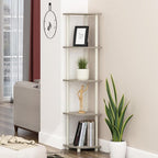 Furinno TURN-N-TUBE Corner Shelf, 5-Tier Corner Bookshelf, Open Storage Shelves, for Organization and Storage, Living Room, Home Office, Garage, Bedroom, Sonoma Oak