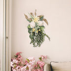 Artificial Floral Teardrop Swag Silk Flower Decorative Garland Hanging Ornament Reusable Wall Suitable for Gift Giving Home Decoration Office, Champagne Color