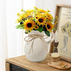 Farmhouse Ceramic Vase with Handle, Rustic Ceramic Pitcher Vases for Home Decor, Decorative Pottery Jug Flower Vase, Centerpiece for Your Kitchen/Bedroom/Office/Living Room/Shelf/Mantel