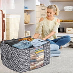 Direct 100L, 4 Pack, Storage Containers, Large Clothes Storage Bins Foldable Organization and Storage Bags with Reinforced Handle, Clear Window for Bedding, Blankets, Clothing, Grey