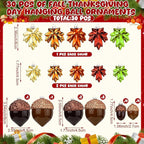 Soaoo 30 Pcs Acorn Hanging Ornaments for Winter Tree Maple Leaves Plastic Hanging Pendant Small Winter Decorations for Home Table Fireplace Party Decor(Glossy Style)