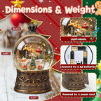 Christmas Snow Globes Lantern, Santa Claus and Reindeer Christmas Decorations Indoor, 6H Timer Battery & USB Powered Light Up Musical Snow Globes for Kids Women Adults Gift Thanksgiving Home Decor