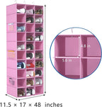 coastal rose Hanging Shoe Organizer for Closet, 30 Sections Hanging Closet Organizers and Storage Shelves Space Saving Shoe Racks Holder Pink,17" W×11.5" Dx 48" H