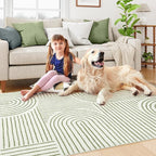 Lahome Abstract Washable Area Rug 5x7, Soft Bedroom Rug Ultra-Thin Non Slip Green Rugs for Living Room, Modern Accent Rug Large Carpet for Dining Room Office(5'x7',Green)
