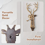 UITWMKTG 5 Pack Animal Head Wall Decor Gold Wall Sculpture Home Decor for Office Bedroom Modern Decor for Men Women