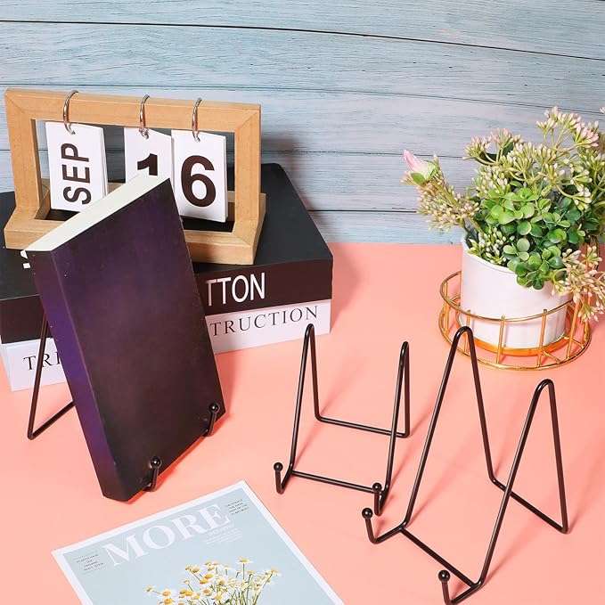 Mixweer 12 Pcs Book Stands for Display Metal Picture Frame Stand Book Plate Picture Holder Easels Photo Holder for Decorative Display(4.3 Inch, 6 Inch,Black)