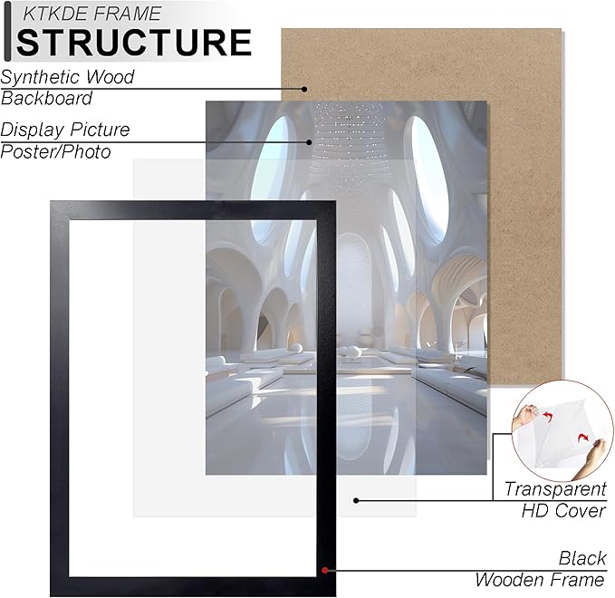 KTKDE A4 Picture Frame Set of 6, 8.3x11.7 In Certificates Documents Frames Black,Poster Frames, Modern Style Wood Composite Frame Wall Gallery Photo Frames Home Decor best gift