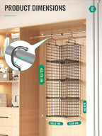 Hanging Closet Organizer, 4 Tier Metal Closet Organizers and Storage with 4 Hanging Hooks 4 S-Hooks for Wardrobe Laundry Room, Wire Storage Shelf for Clothes Sweaters Pants (Black)