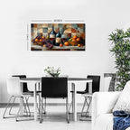 Abstract Kitchen Wall Art Geometric Dining Room Wall Decor Red Wine Glass Canvas Prints Pictures Rustic Farmhouse Fruits Still Life Painting Living Room Wine Bar Art Wall Decor Home Decorations 20x40"