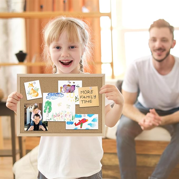 DAHAPYBOO Cork Board Bulletin Board,17"X 12" Cork Board for Office with Pin Oak Wood Boards,Hanging Corkboards for Office Home School Message Board or Vision Board Decoration.