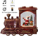 Musical Christmas Snow Globe Lantern Battery Operated with 6 Hour Timer Spinning Water Red Train Singing Lighted Snow Globe Lamp Holiday Decoration Gift(Santa, 10.6 x 4.3 x 8.3 Inches)