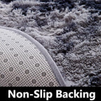 FJZFING Tie-Dyed Dark Grey Round Rug Ultra-Soft Plush Modern 5x5 Circle Area Rug for Kid's Bedroom, Fluffy Shag Circular Rug for Nursery Room, Non-Slip Tie-Dyed Dark Grey Rug for Teen's Room