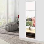 Ruomeng Full Length Wall Mirror Tiles, 12" x 12" x 4Pcs Frameless Wall Mounted Mirror Glass Wall Mirror for Home Gym, Door, Bedroom, Living Room