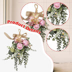 Fancyes Artificial Floral Teardrop Swag Silk Flower Hanging Garland Decorative Ornament Reusable Wall Accent Suitable for Gift Giving Home Decoration Office W, Purple