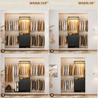 Aheaplus Closet System with Motion-Sensing Light, 3 Wooden Drawers and 4 Hanging Rods, Customizable Walk-in Closet Organizer with 3CCT LED, Heavy Duty Garment Rack for Bedroom,Black