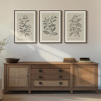 Framed Vintage Botanical Wall Art, 3 Piece Neutral Floral Plants Canvas Painting Prints Artwork for Living Room, Rustic Flowers Pictures for Farmhouse Bedroom Kitchen Dining Room Home Decor, 16x24 In