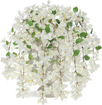 33.5" Bougainvillea Artificial Flowers Fake White Flowers, UV Resistant Long Sprays Artificial Bougainvillea Flowers for Indoor & Outdoor Decor, 3PCS Faux Hanging Flower for Home Room Wedding Porch