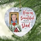 HYTURTLE Personalized Memorial Sympathy Christmas Ornament Tree Decor Gifts for Family Loss of Loved One Mom Dad in Heaven - Heaven Beautiful Custom Photo Acrylic Heart Ornament