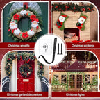 MorningRo 4 Set Large Front Door Garland Hanger Heavy Duty Cast Iron 33 lb Door Garland Hanger Self Adhesive Hook No Nails Screws for Christmas Halloween Decorations(Black)
