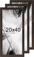 KTKDE 20x40 Picture Frame Set of 3, Poster Frame Wooden Walnut 40 by 20 in for Pictures and Art Prints, Exhibition, Caffe Large Frame for Photos, best gift