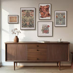 Framed William Morris Gallery Wall Art Set of 5, Vintage Colorful Botanical Floral Prints, Retro Boho Artwork for Living Room, Bedroom, Home Office, Hallway Decor
