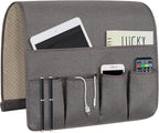 NB Sofa Armrest Organize Remote Holder Bedside Caddy Organizer With 5 Pockets，Non-Slip Couch Remote Control Holder Couch Armchair Caddy Accessories (Dark Grey, 35''X18'')