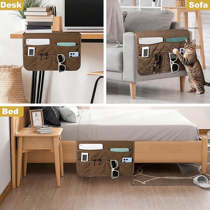 Remote Control Holder for Recliner,Non Slip Armchair Caddy,Sofa Armrest Storage Organizer for Recliner Couch With 6 Pockets for TV Remote,Cell Phone,Magazine