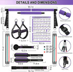 Portable Pilates Bar Kit with Resistance Bands for Men and Women - 3 Set Exercise Resistance Bands - Multifunctional Home Gym - Supports Full-Body Workouts – with Fitness Poster and Video