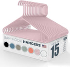 Neaties Plastic Hangers 15 Pack – Made in The USA – 6lb Capacity Standard Clothes Hangers with Strap Hooks for Dresses, Lingerie, Shirts, Pants, and Jackets – Pink
