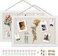 AKTOP 2-Pack Cork Board Bulletin Board 16x11 inch, Small Framed Corkboard with Linen for Wall, Hanging Pin Board Picture Board for Home Office Decor, Cute Vision Board with 25 Pushpins (Vintage White)