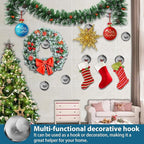 Silver Wreath Hangers for Front Door, Large Suction Cup Wreath Hooks for Halloween Fall Christmas Decorations, Removable and Reusable Wreath Holders for Welcome Sign Window Glass Indoor Outdoor