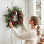 MCFULL 14 in Wreath Hangers for Front Door,Sturdy Metal Wreath Doors Hangers,Over The Door Hooks for Front Porch Decor,White Garland Hooks Holders for Halloween Christmas Decorations2 Packs