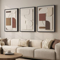 Large Framed 3D Textured Neutral Abstract Wall Art for Living Room, 3 Piece Modern Paintings Artwork for Walls, Minimalist Geometric Pictures for Hallway Office Dining Bedroom Wall Decor 24x36 In