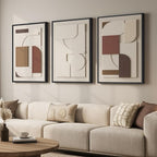 Large Framed 3D Textured Neutral Abstract Wall Art for Living Room, 3 Piece Modern Paintings Artwork for Walls, Minimalist Geometric Pictures for Hallway Office Dining Bedroom Wall Decor 24x36 In