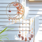 Dream Catchers Tree of Life Dream Catcher Amber Brown Dreamcatcher Wall Decor with Healing Crystal Stone & Fluorite Wall Art Hanging for Bedroom Home Decor Bless Gift Wedding Garden-Brown