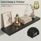 Floating Shelves for Wall 40 in x 9.3 in Deep, Wall Mounted Rustic Wood Shelf with Invisible Brackets for Storage & Display, Living Room Bedroom Bathroom, Black, 2 Pack