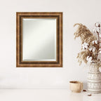 Amanti Art Bronze Wall Mirror 25x21 Manhattan Bronze Rectangle Bathroom Mirror for Wall Decor Living Room, Small Traditional Wood Frame, Hangs Horizonally and Vertically, Bathroom Decor, Beveled Edge